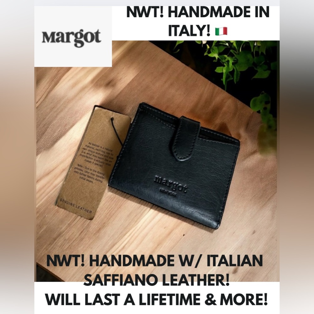 NWT! 5 ⭐️ MARGOT HANDMADE REAL ITALIAN SAFFIANO LEATHER $70 WALLET!